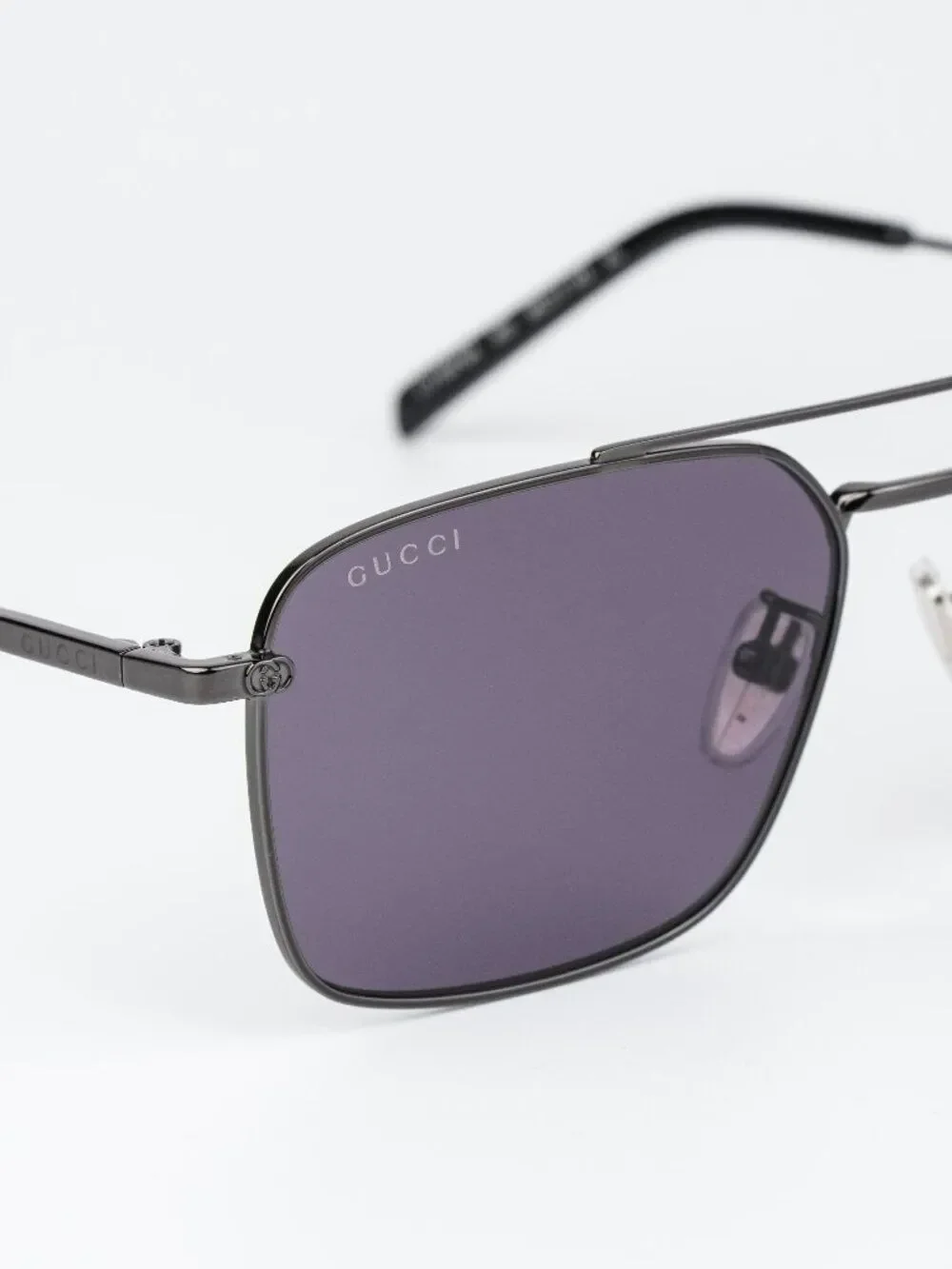 Gucci Men Sunglasses Ruthenium Violet Rectangular GG1957SA 003 NEW AUTHENTIC